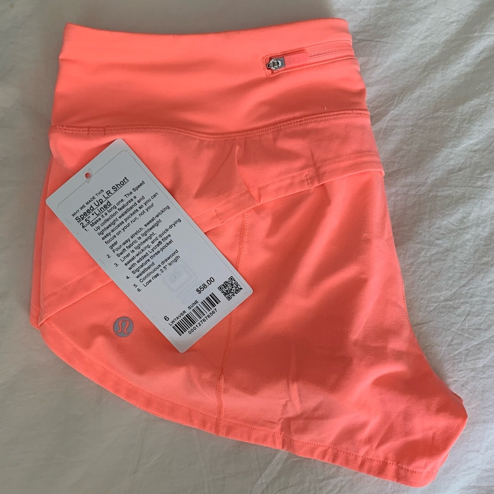 Lululemon Speed Up Shorts 2.5” Size 6 Sunset NWT